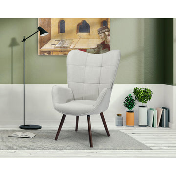 Gray & Light Fabric Upholstered Dining Chair