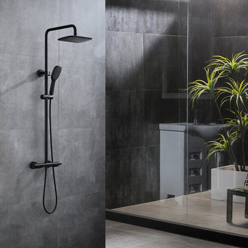 Clihome® | 2-Function Bathroom Complete Shower System with Rough-in Valve, in Matte Black