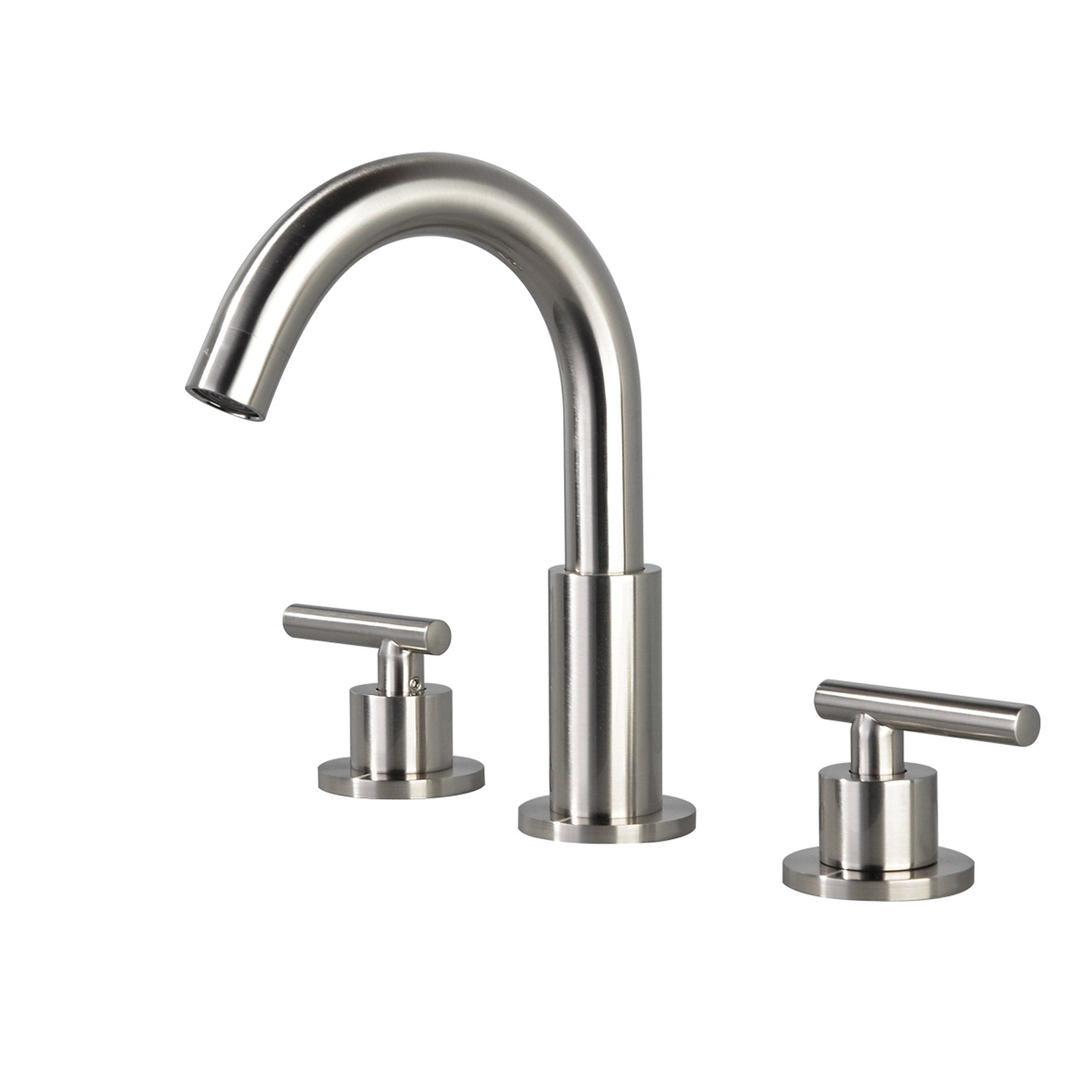 8 in. Widespread 2-Handle Mid-Arc Bathroom Faucet with Valve and cUPC Water Supply Lines in Brushed Nickel - Alipuinc