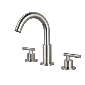 8 in. Widespread 2-Handle Mid-Arc Bathroom Faucet with Valve and cUPC Water Supply Lines in Brushed Nickel