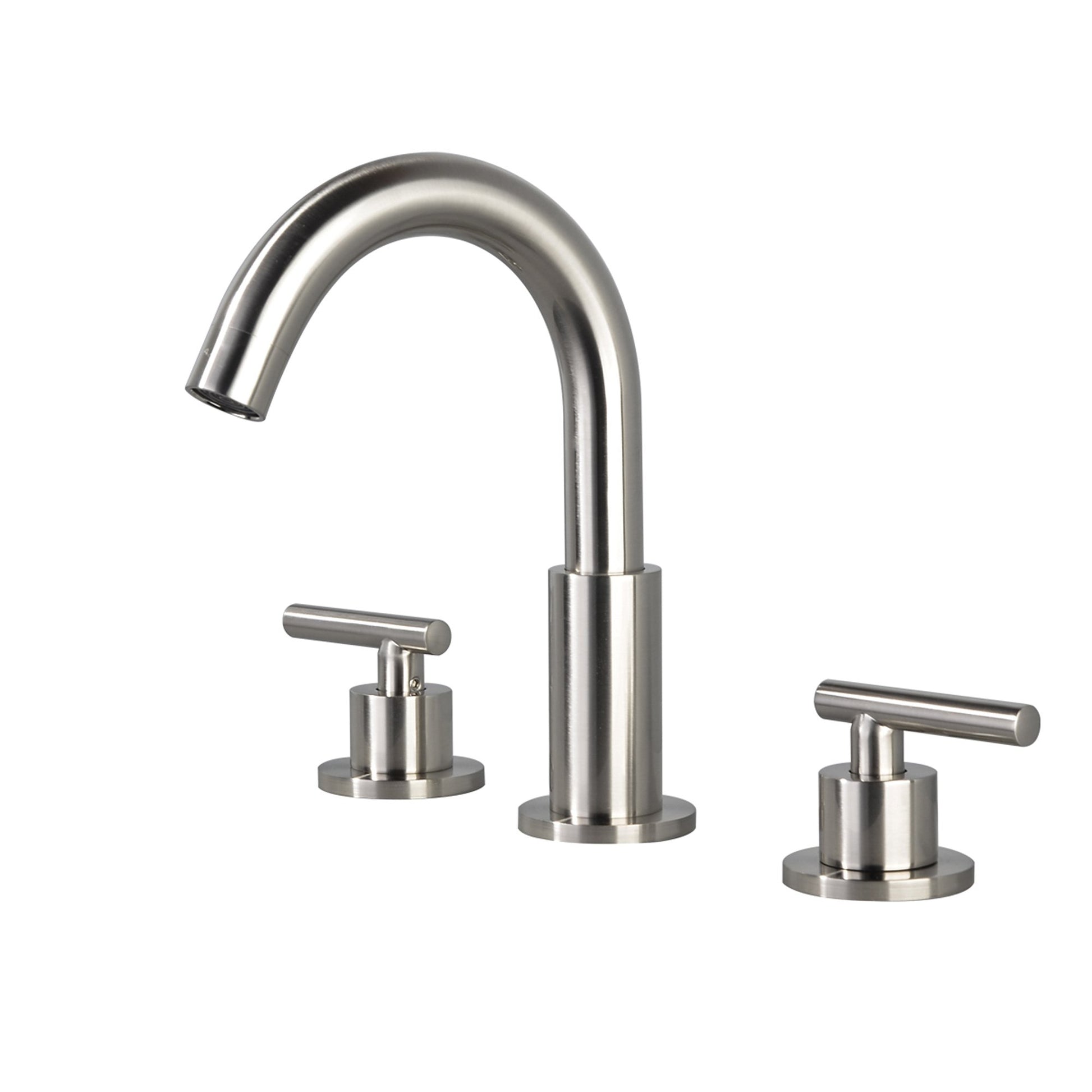 8 in. Widespread 2-Handle Mid-Arc Bathroom Faucet with Valve and cUPC Water Supply Lines in Brushed Nickel - Alipuinc