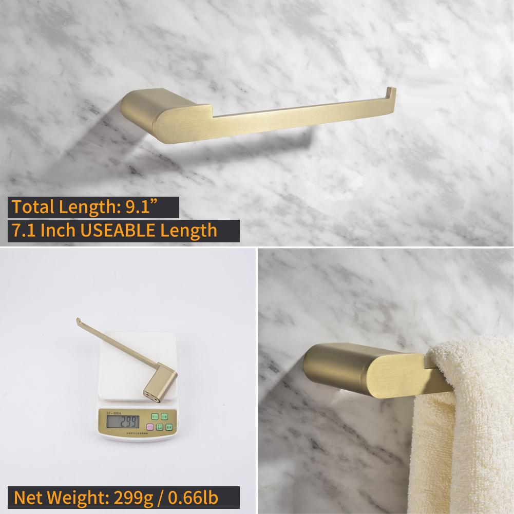 4-Piece Bath Accessory Set with Towel Bar, Towel Robe Hook, Toilet Roll Paper Holder, Hand Tower Holder in Brushed Gold - Alipuinc