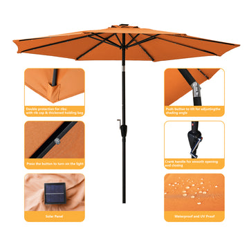 10-ft Patio Umbrella with LED Lights (Orange)