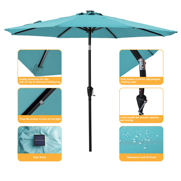 9-ft Patio Umbrella with LED Lights (Blue)