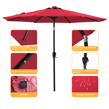 9-ft Patio Umbrella with LED Lights (Red)