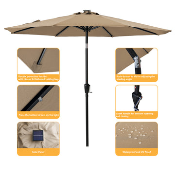 9-ft Patio Umbrella with LED Lights (Sand)