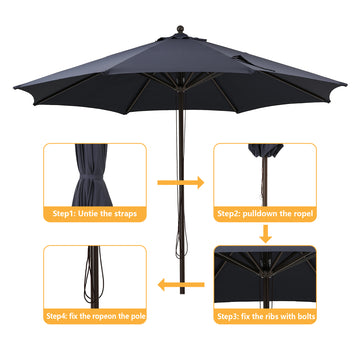 12-Ft Market Patio Umbrella(Navy)