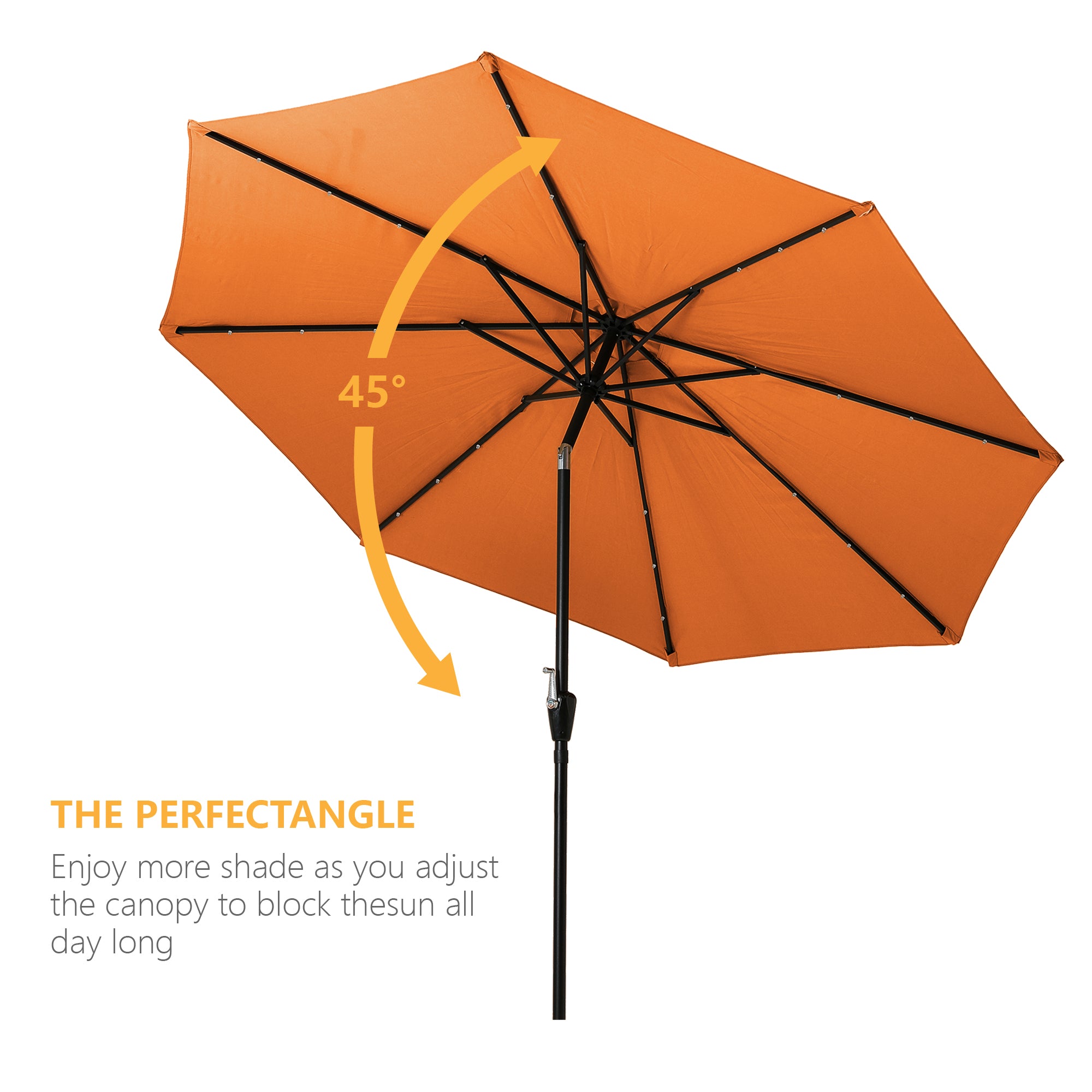 10-ft Patio Umbrella with LED Lights (Orange)