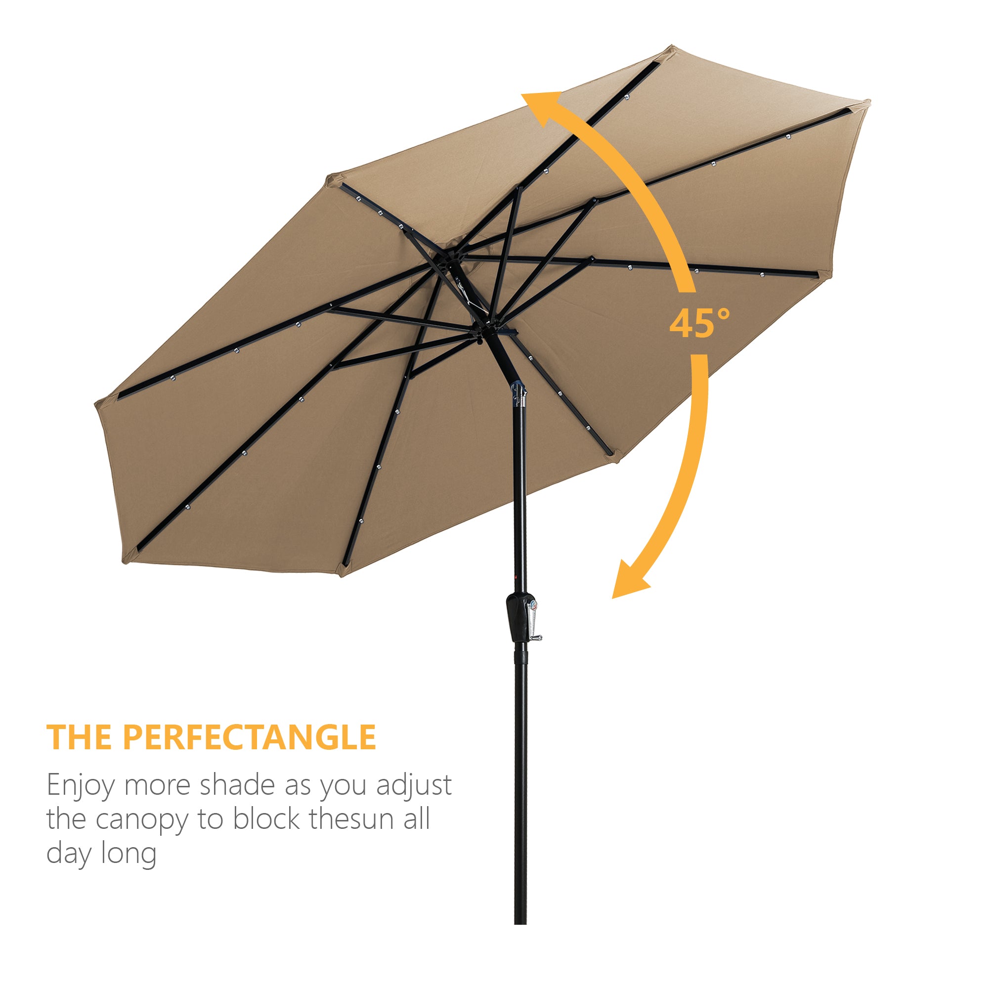 9-ft Patio Umbrella with LED Lights (Sand)