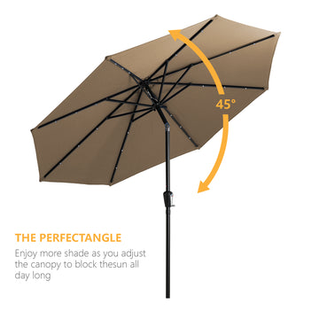 9-ft Patio Umbrella with LED Lights (Taupe)