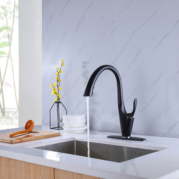 Clihome® | Single-Handle Pull-Down Sprayer Kitchen Faucet in Matte Black