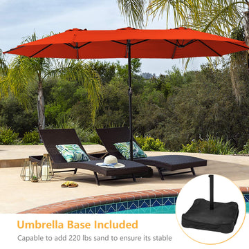Clihome 15ft Patio Market Umbrella with Base