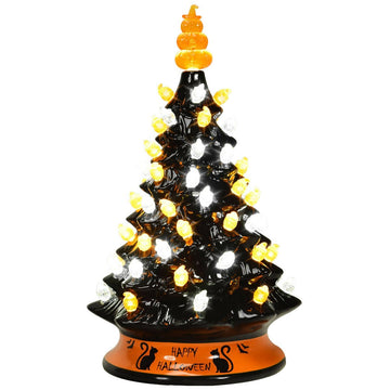 15 Inch Pre-Lit Ceramic Hand-Painted Tabletop Halloween Tree