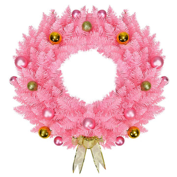 24 Inch Artificial PVC Christmas Wreath with Ornament Balls