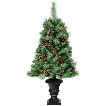 4 ft Christmas Entrance Tree with Pine Cones