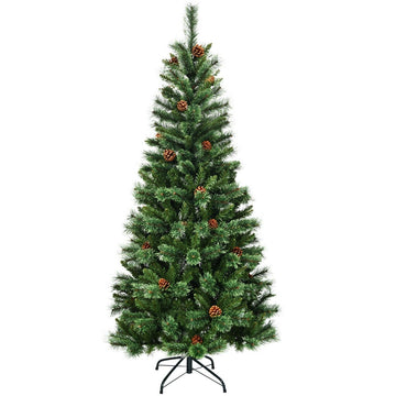 7 ft Premium Hinged Artificial Christmas Tree with Pine Cones