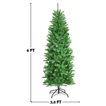 6 ft PVC Hinged Pre-lit Artificial Fir Pencil Christmas Tree with 150 Warm White UL-listed Lights
