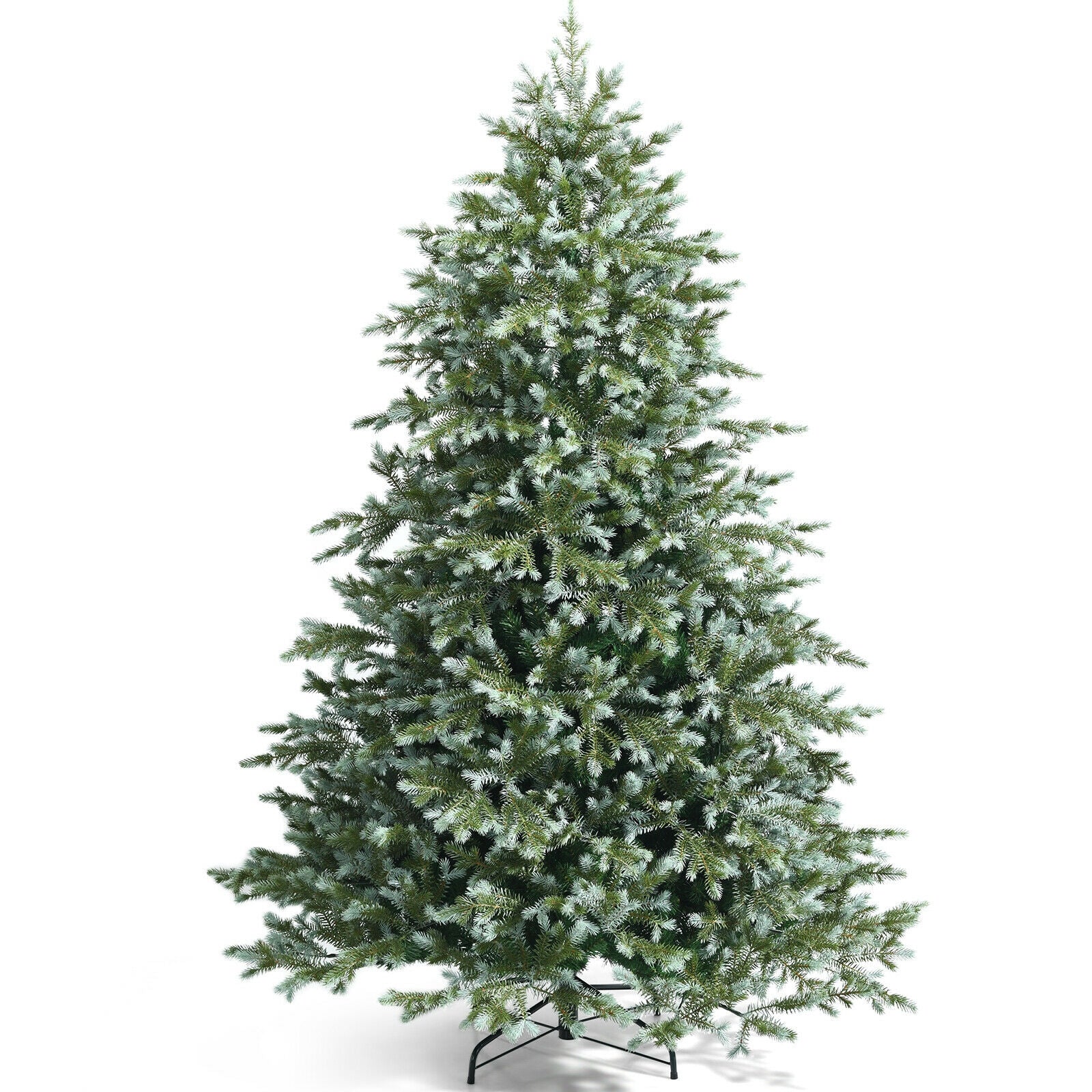 7 Feet Artificial Christmas Spruce Hinged Tree with 1260 Mixed PE and PVC Tips