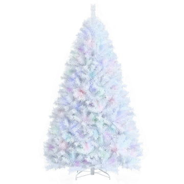 7 Feet White Iridescent Tinsel Artificial Christmas Tree with Metal Stand
