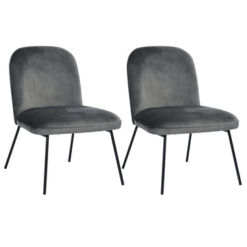 Light Grey & Black Dining Chairs with Cushion (Set of 2)
