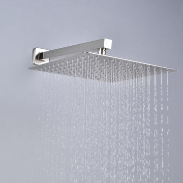 1-Spray Patterns with 2.66 GPM 12 in. Wall Mount Dual Shower Heads with Rough-In Valve Body and Trim in Brushed Nickel