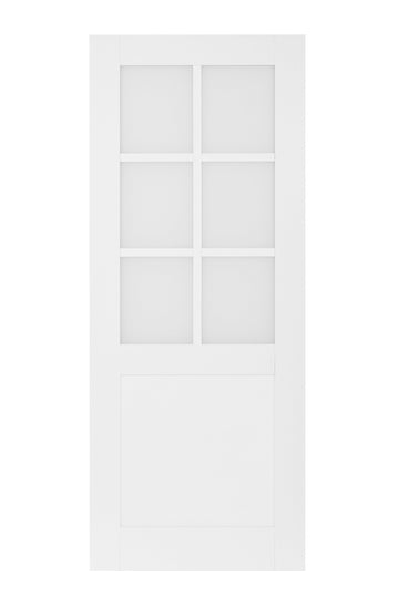 30 in. 6-Lite Solid Core Primed Panel Insert with Frsoted Glass Interior Door Slab