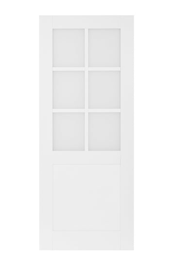 32 in. 6-Lite Solid Core Primed Panel Insert with Frsoted Glass Interior Door Slab