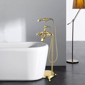 Freestanding Faucet with Multi-function in Brushed Nickel/Gold