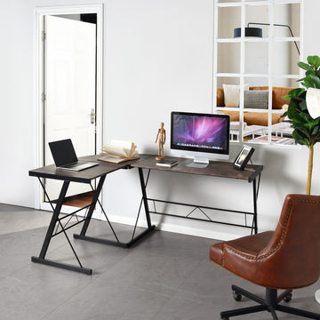Gray Computer Desk Corner Workstation Table