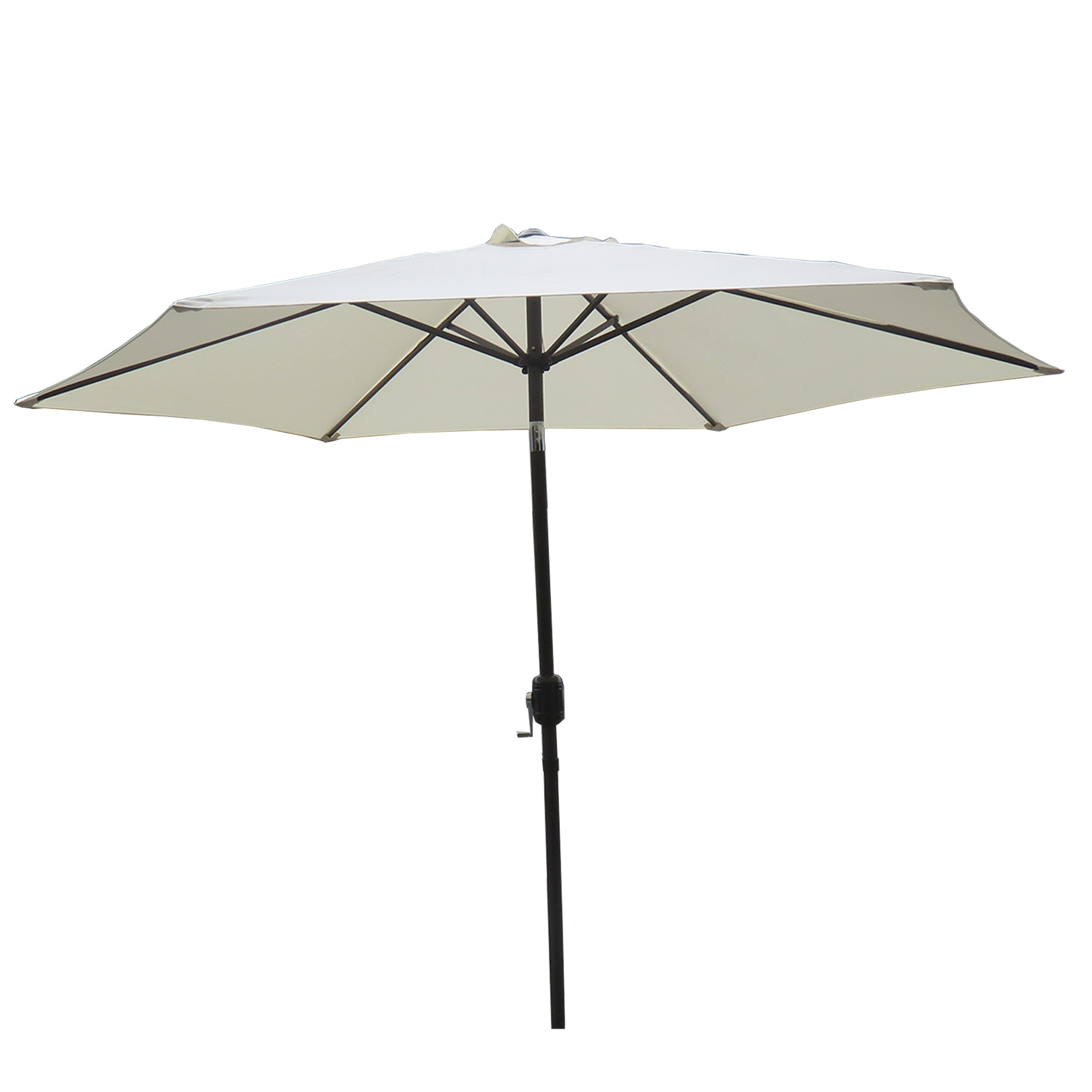 Clihome 9 Ft Outdoor Hexagonal Market Umbrella with Brown Pole