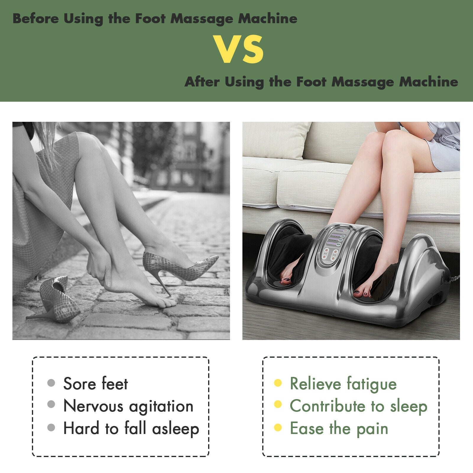 Therapeutic Shiatsu Foot Massager Combine Kneading, Rolling and Massag