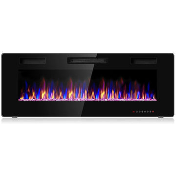 Clihome 50 in. Recessed Ultra Thin Wall Mounted Electric Fireplace with Timer