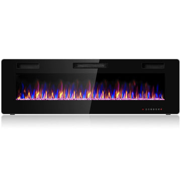 Clihome 60 in. Recessed Ultra Thin Wall Mounted Electric Fireplace with Timer