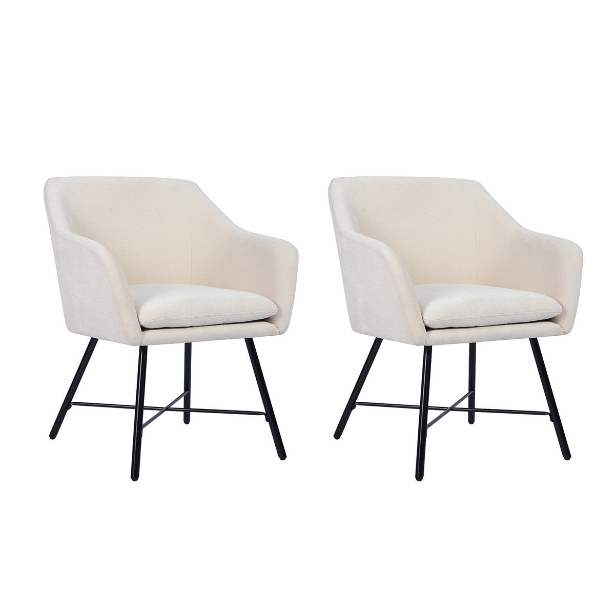 Beige Fabric Dining Chairs  with  (Set of 2)