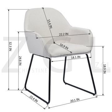 White Fabric Dining Chair with Black Metal Tube