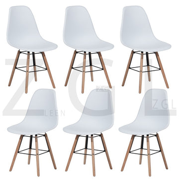 Set of 6 White Dining Side Chairs