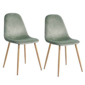 Fabric Solid Wood Side Chair with Brown Legs (Set of 2)