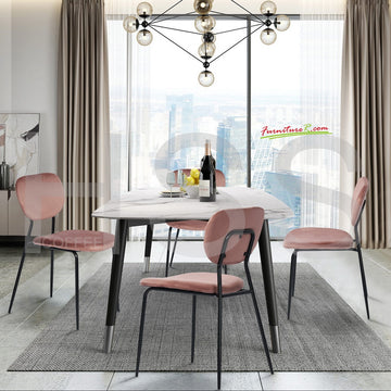 Pink Fabric Kitchen Dining Chairs (Set of 4)