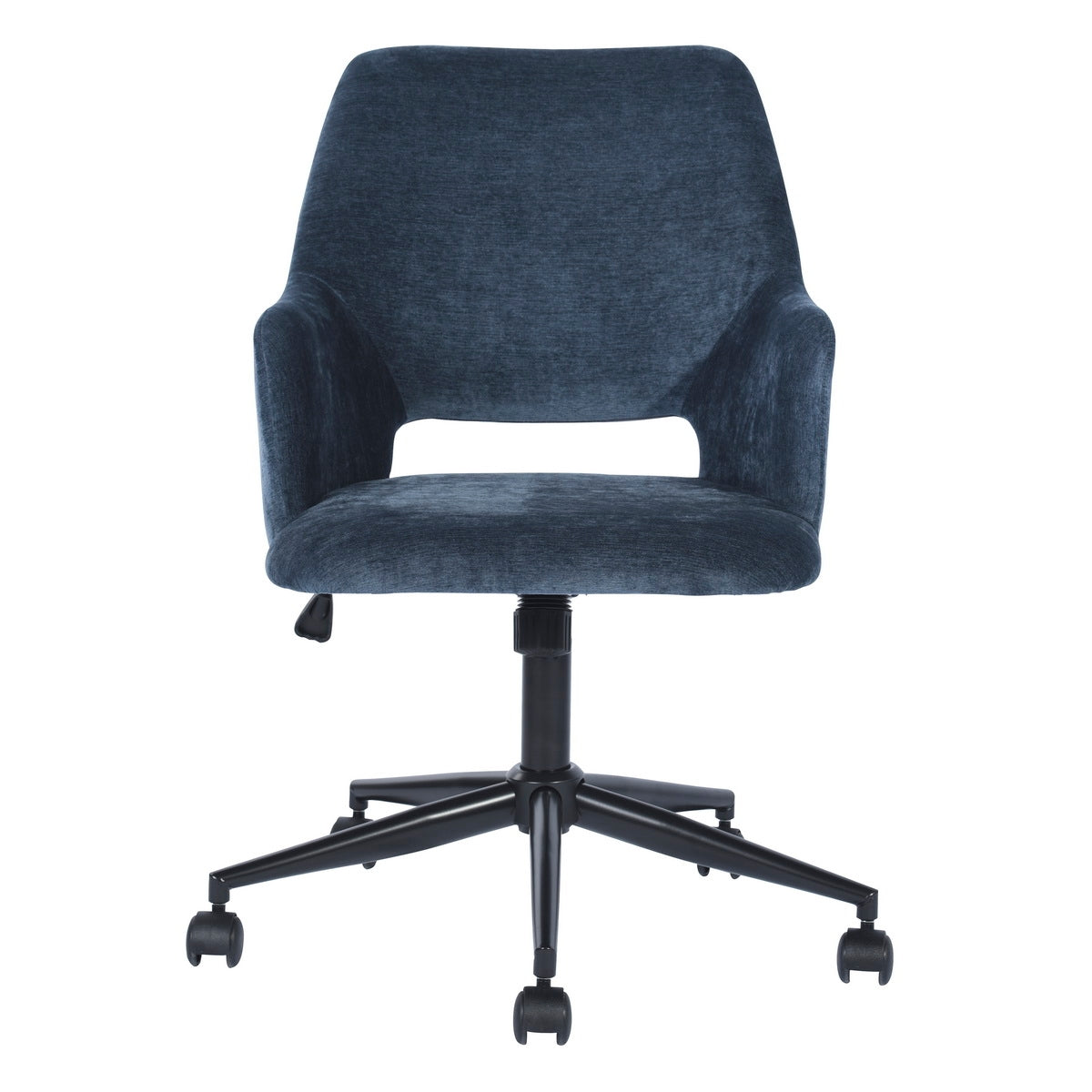 Office chair-Dark Blue Fabric Upholstery with Metal Frame Chair