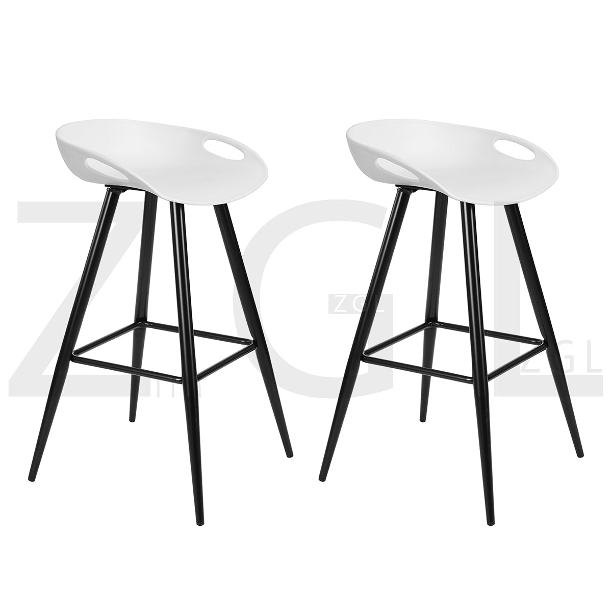 White & Black Counter Height Bar Stools (Set of 2)