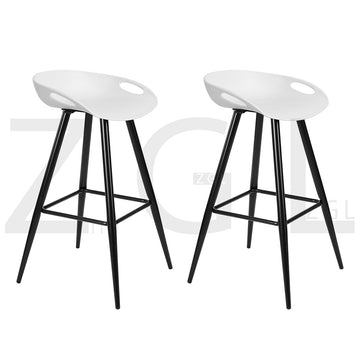 White & Black Counter Height Bar Stools (Set of 2)