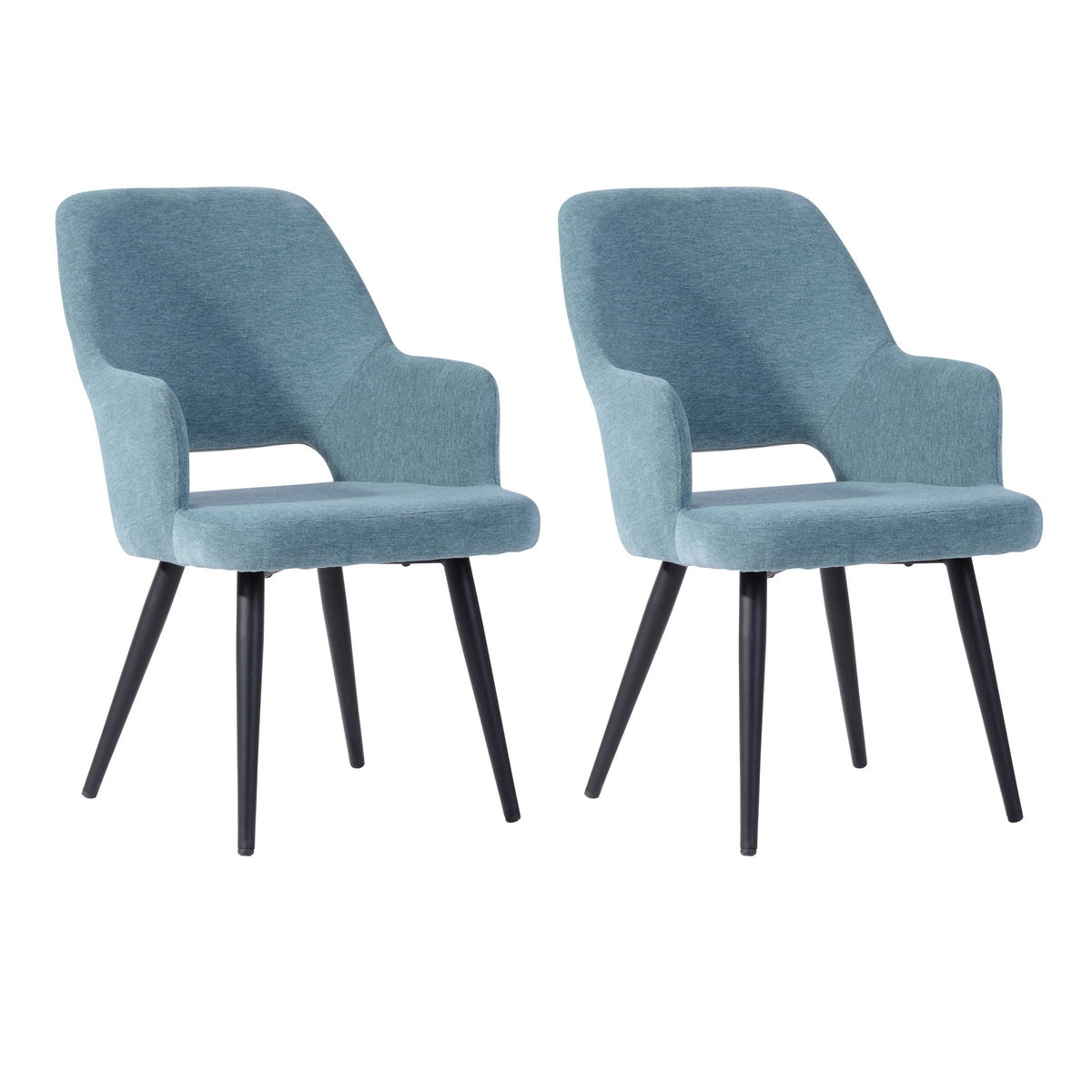 Set of 2 Fabric  Metal Frame Dining Chairs (Teal)