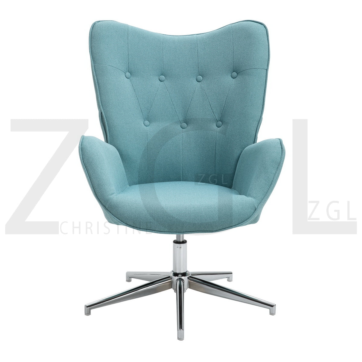 Leisure chair-Light Blue Color Fabric Upholstery, swivel