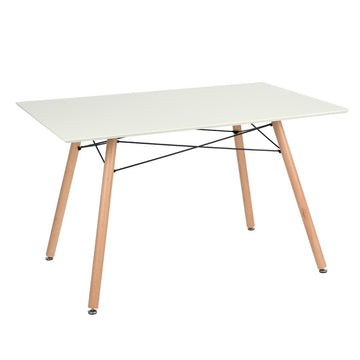 White Rectangular Dining Table with Steel Tube Frame