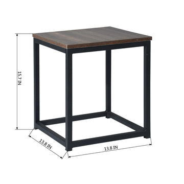 Coffee Side End Table with Black Metal Frame