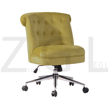 Mid-back Yellow Fabric Swivel Office Task Chair with Adjustable Height