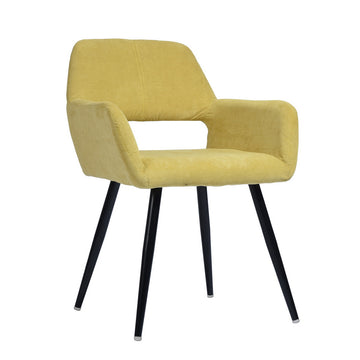 Yellow Fabric Arm Chair Dining Chair