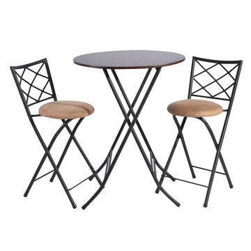 Folding Pub Table and 2-Bar Stool Set (3 Pcs)