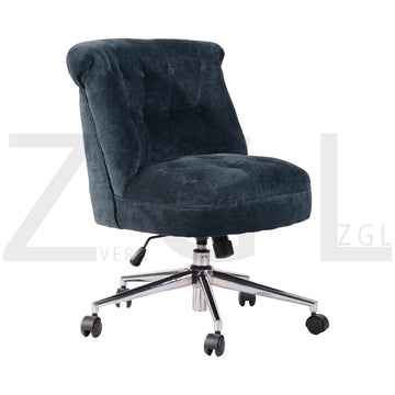 Mid-back Dark Blue Fabric Swivel Office Task Chair with Adjustable Height