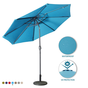 Clihome 9ft Patio Umbrella Outdoor Umbrella Patio Market Umbrella with Push Button Tilt and Crank